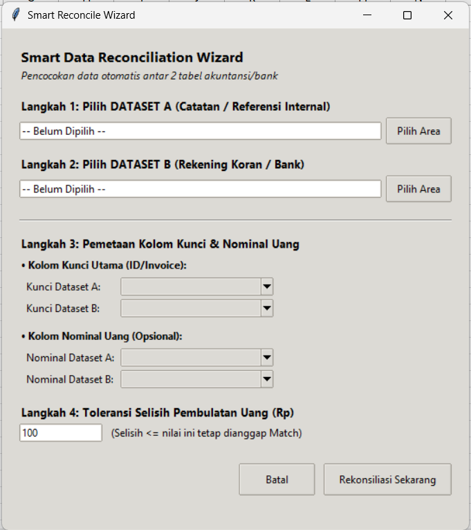 Tampilan Pop-up Lengkap Smart Reconcile Wizard