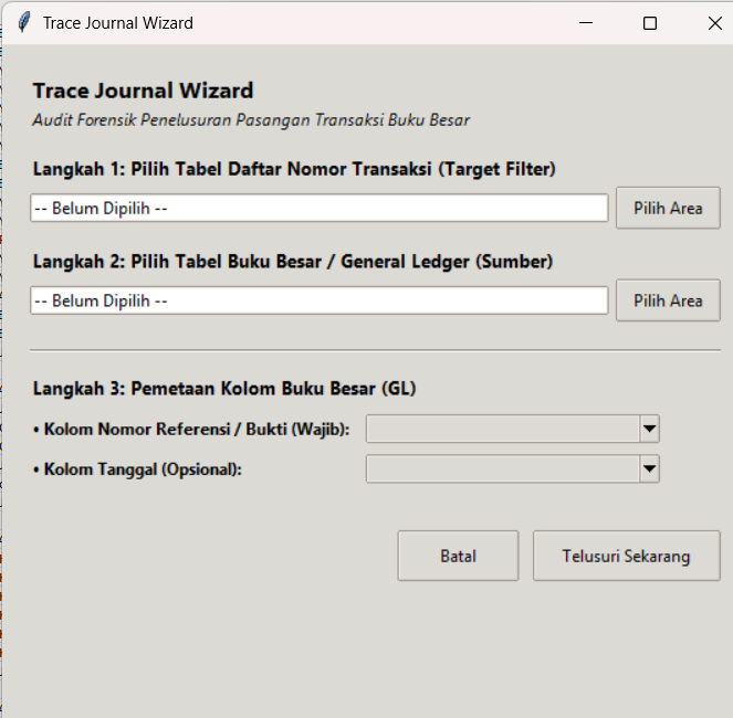 Tampilan Pop-up Lengkap Trace Journal Wizard